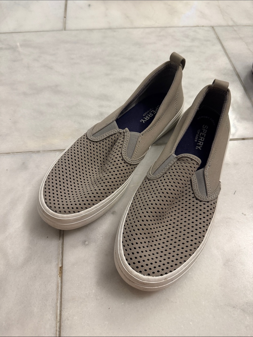 Sperry Men's Perforated Slip-On Loafers in Taupe